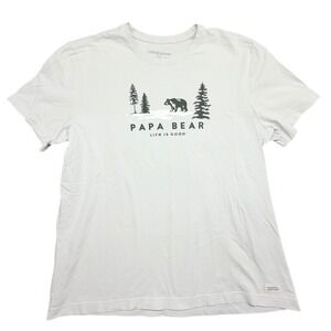 Life is Good Mens XXL Papa Bear Crusher Tee Off White Forest Graphic T-Shirt